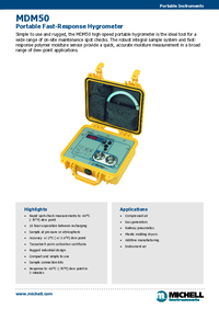 Thumbnail of document Data Sheet - MDM50 Portable Hygrometer